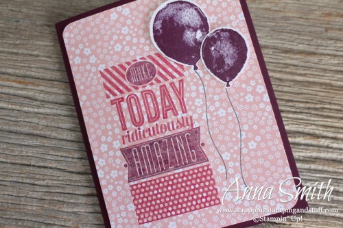 Pink Amazing Birthday Card with Balloon Builder stamp set