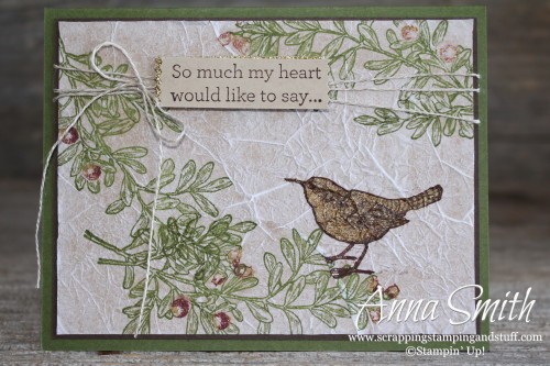 Rustic bird sympathy card made using An Open Heart stamp set with written tutorial
