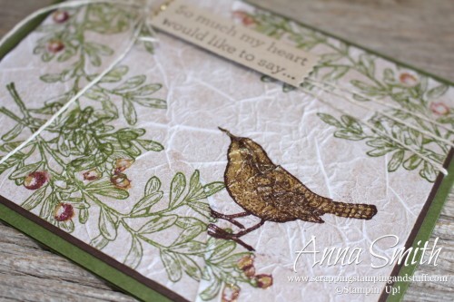 Rustic bird sympathy card made using An Open Heart stamp set with written tutorial