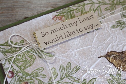 Rustic bird sympathy card made using An Open Heart stamp set with written tutorial
