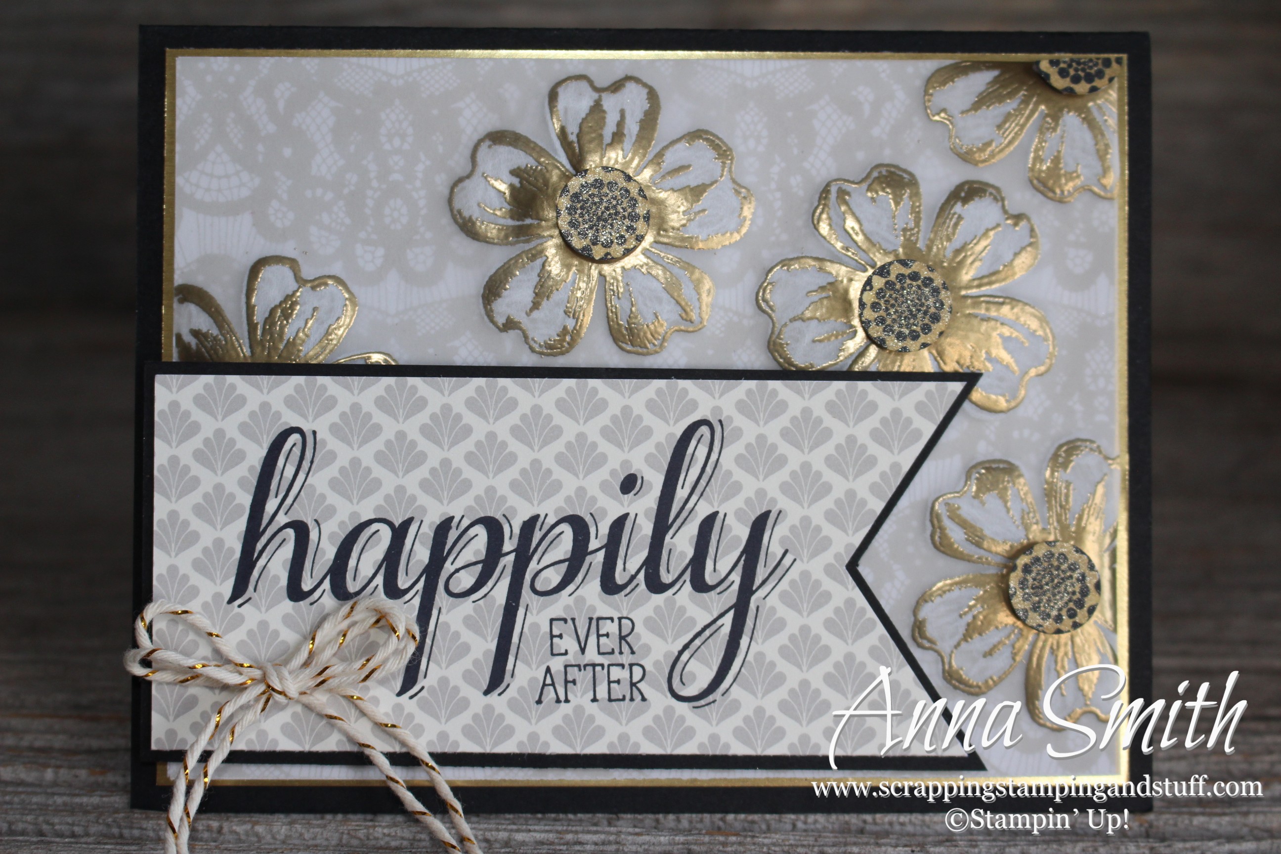 Elegant Wedding Card with written tutorial. Made with Stampin' Up! Flower Shop and Big News stamp sets.