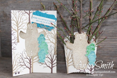 Bear Hugs Flip Card Birthday Card with written tutorial. Made with Stampin' Up! Sheltering Tree, Bear Hugs and Guy Greetings stamp sets.