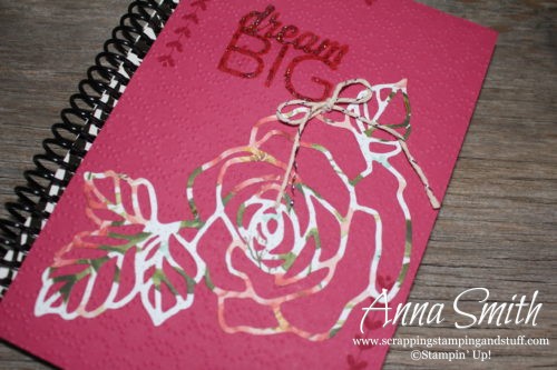 Decorated notebook handmade gift idea made with Stampin' Up! Rose Garden thinlits and Enjoy the Little Things stamp set