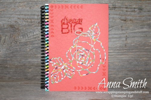 Decorated notebook handmade gift idea made with Stampin' Up! Rose Garden thinlits and Enjoy the Little Things stamp set