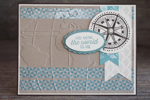Going Global You Mean the World to Me Card made with Going Places designer paper and washi tape
