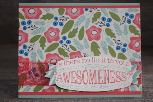 Floral You Are Awesome Card made with Big News stamp set and Pretty Petals designer paper