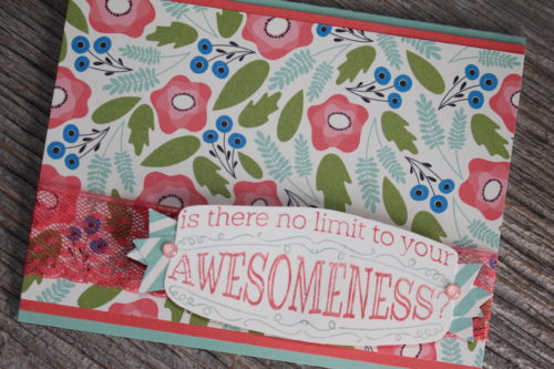 Floral You Are Awesome Card made with Big News stamp set and Pretty Petals designer paper
