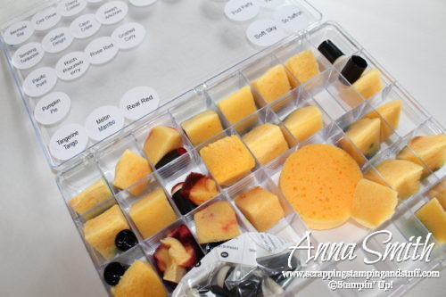 Best way to organize stamping sponges and daubers!