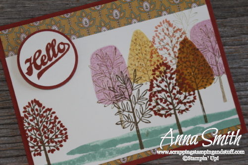 A Totally Trees Fall Card also uses Stampin' Up! Jar of Love stamp set