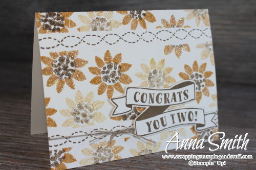 Fall Sunflower Wedding Card with Stampin' Up! Banners For You and Lovely Stitching Stamp Sets