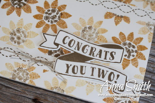 Fall Sunflower Wedding Card with Stampin' Up! Banners For You and Lovely Stitching Stamp Sets