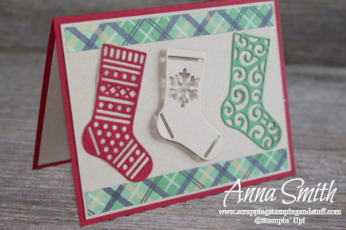 Stampin' Up stocking Christmas card made with the Hang Your Stocking stamp set and Christmas Stockings thinlits