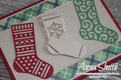 Stampin' Up stocking Christmas card made with the Hang Your Stocking stamp set and Christmas Stockings thinlits