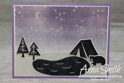 Cute silhouette camping card made with Stampin' Up! Always an Adventure stamp set