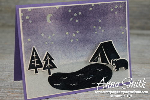 Cute silhouette camping card made with Stampin' Up! Always an Adventure stamp set