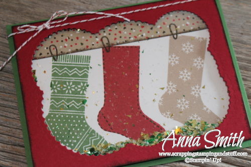 Online stamp club free project kit for November - Hang Your Stocking christmas shaker card