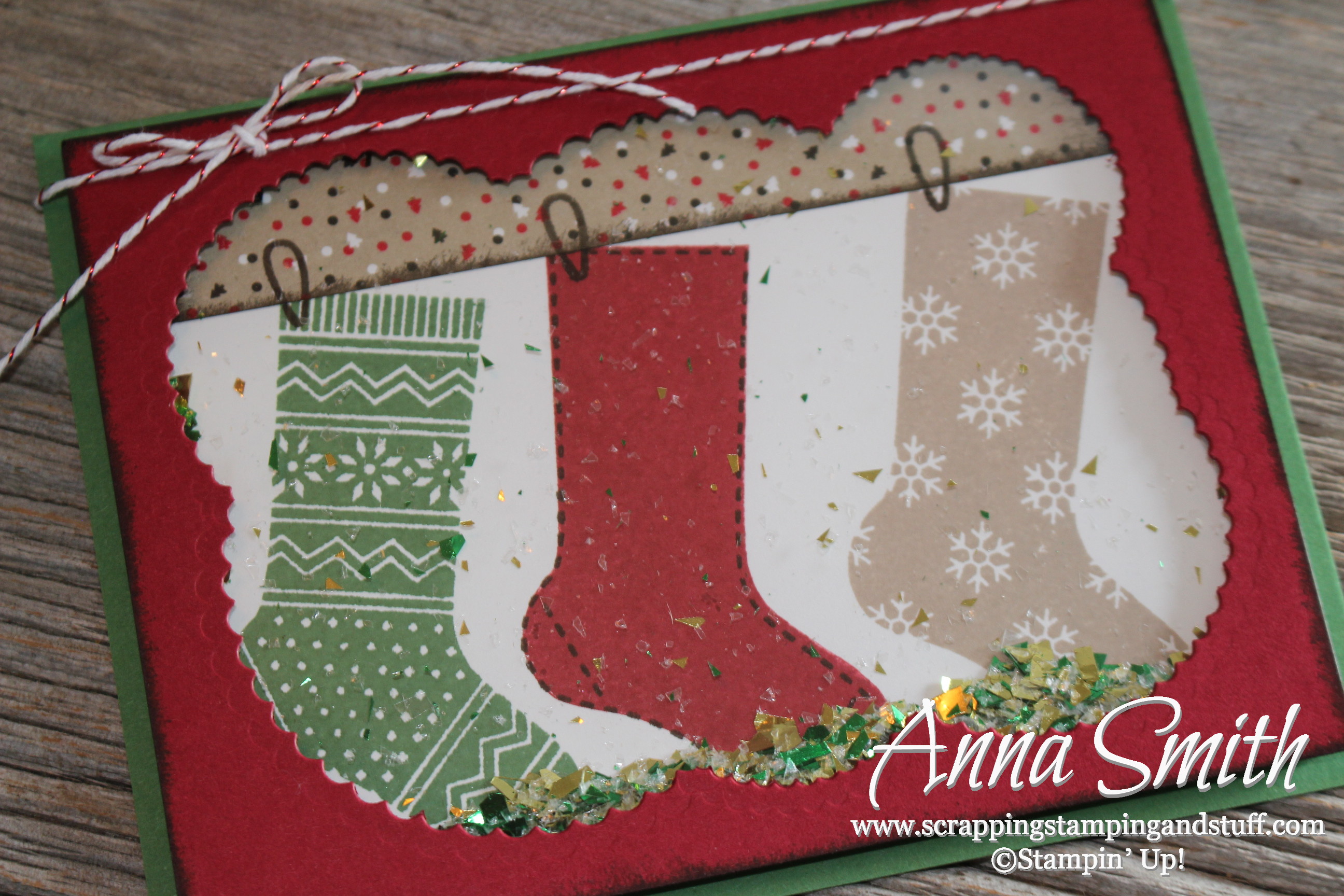 Online stamp club free project kit for November - Hang Your Stocking christmas shaker card