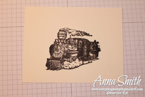 Tuesday Tip stamping technique tutorial - tips and tricks for masking images. Sample card shown using the Christmas magic train stamp set. 
