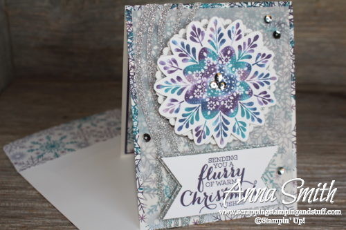 Snowflake Christmas Card and ornament made with Stampin' Up! Frosted Medallions and Flurry of Wishes stamp sets