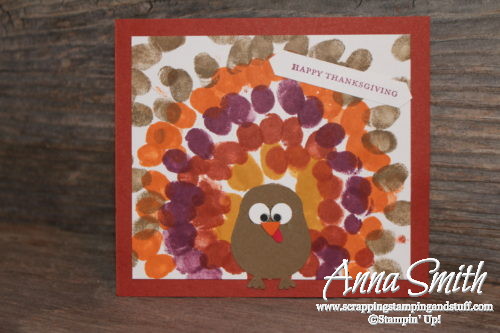Fingerprint Turkey Card Children's Craft Project made with Stampin' Up! Owl Builder Punch