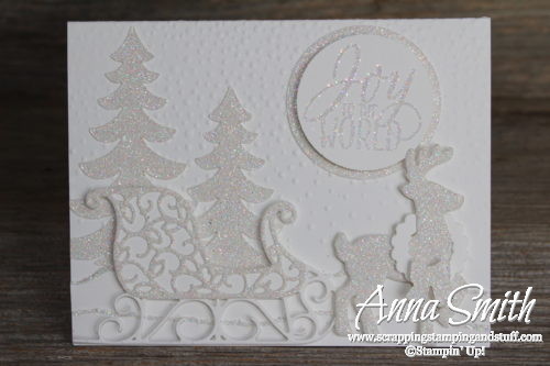 Beautiful Joy to the World White Christmas Reindeer Card made with Stampin' Up! Santa's Sleigh Thinlits