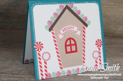 Sweet Home Gingerbread House Christmas Card with peppermints and gumballs!