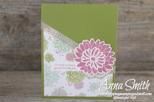 Pretty flower friendship card made with Stampin' Up! Special Reason stamp set, Stylish Stems Framelits and Succulent Garden designer paper