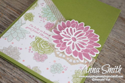 Pretty flower friendship card made with Stampin' Up! Special Reason stamp set, Stylish Stems Framelits and Succulent Garden designer paper