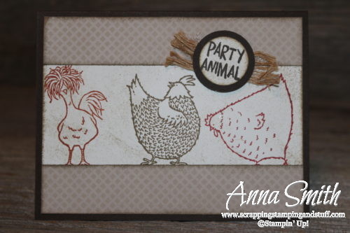 Adorable party animal chicken card made with the Hey, Chick Sale-a-bration reward stamp set and Balloon Builders