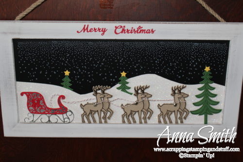 DIY gift idea - beautiful Stampin' Up! Santa's Sleigh decorated chalkboard sign that I received as a gift!