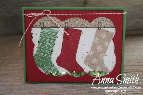 Online stamp club free project kit for November - Hang Your Stocking christmas shaker card