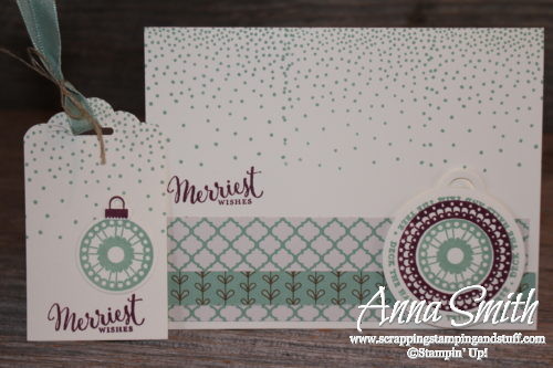 Pretty Christmas card and tag sets made with Stampin' Up! Merriest Wishes stamp set, Merry Tags thinlits, and Paisley, and Petals & Paisleys designer paper