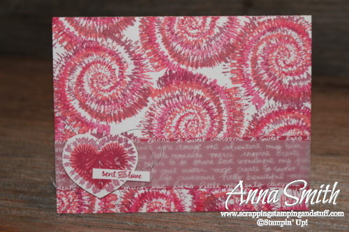 Fun Valentine's Day card using Stampin' Up! Tie Dyed and Sealed with Love stamp sets
