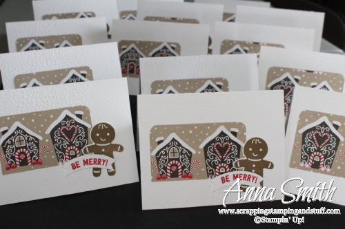 Gingerbread house Christmas card made with the Stampin' Up! Candy Cane Lane designer paper and Cookie Cutter Christmas stamp set and punch