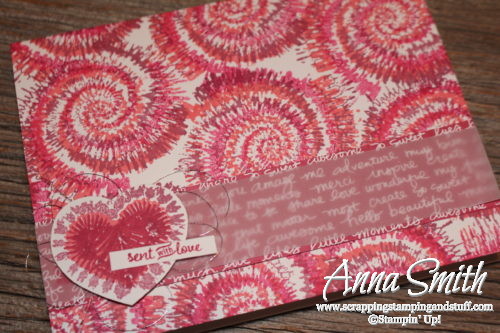 Fun Valentine's Day card using Stampin' Up! Tie Dyed and Sealed with Love stamp sets