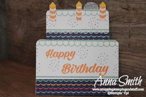 Pop up birthday cake card made with Stampin' Up! Birthday Bright stamp set - this month's free project kit and tutorial for stamp club members!