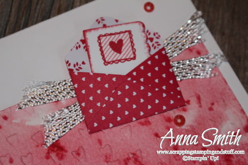 Watercolor Valentine's Day card made with Stampin' Up! Sealed with Love stamp set and Love Notes framelits