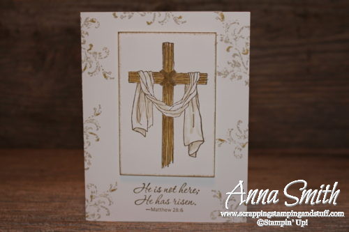 Easter cross card made with the Stampin' Up! Easter Message and Timeless Textures stamp sets. "He is not here. He has risen." 