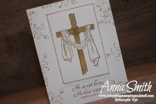 Easter cross card made with the Stampin' Up! Easter Message and Timeless Textures stamp sets. "He is not here. He has risen." 