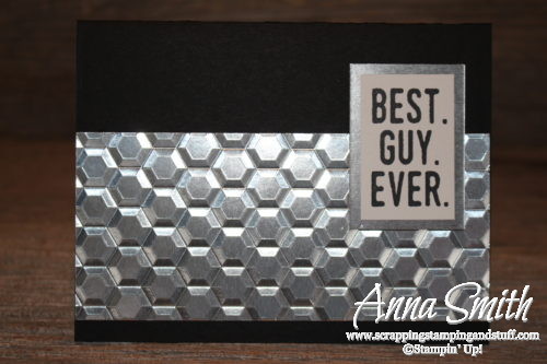 Great masculine card made with the Hexagons Embossing folder, new from Stampin' Up!