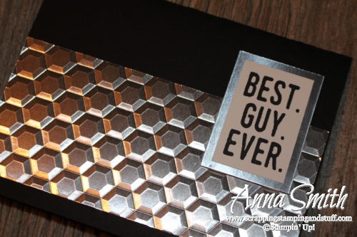 Great masculine card made with the Hexagons Embossing folder, new from Stampin' Up!