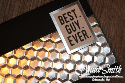 Great masculine card made with the Hexagons Embossing folder, new from Stampin' Up!