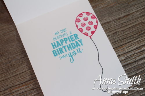 Cute birthday card made with Stampin' Up! Balloon Adventures stamp set, balloon bouquet punch and Festive Birthday paper