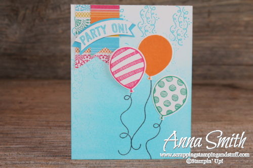 Cute birthday card made with Stampin' Up! Balloon Adventures stamp set, balloon bouquet punch and Festive Birthday paper