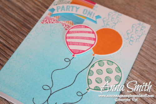 Cute birthday card made with Stampin' Up! Balloon Adventures stamp set, balloon bouquet punch and Festive Birthday paper