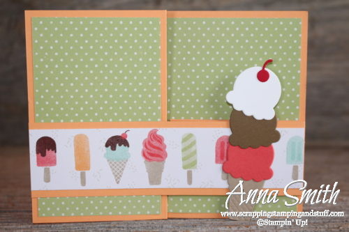 Cute ice cream double z fold card made with Stampin’ Up! Cool Treats stamp set and Frozen Treats Framelits