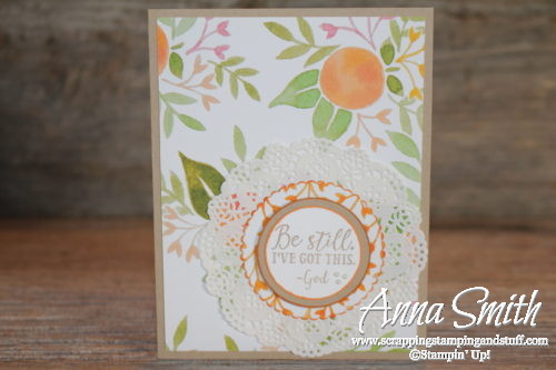 Pretty handmade thinking of you card made with Stampin' Up! Sending Thoughts stamp set and Fruit Stand designer paper
