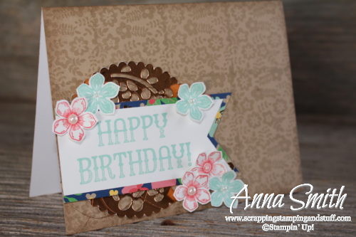 Lovely floral birthday card made with Stampin' Up! Petite Petals and Window Shopping stamp sets and Window Box thinlits