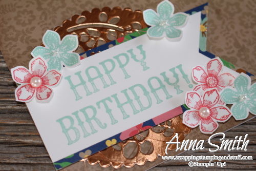 Lovely floral birthday card made with Stampin' Up! Petite Petals and Window Shopping stamp sets and Window Box thinlits