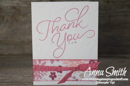 Pretty floral handmade thank you card made with the Stampin' Up! So Very Much stamp set that can be earned free during Sale-a-bration!